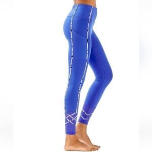 Lilly Pulitzer Luxeletic Weekender XS High Rise Piping Leggings Electric Blue
